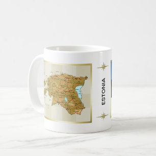 Estland-Flagge + Karten-Tasse Kaffeetasse