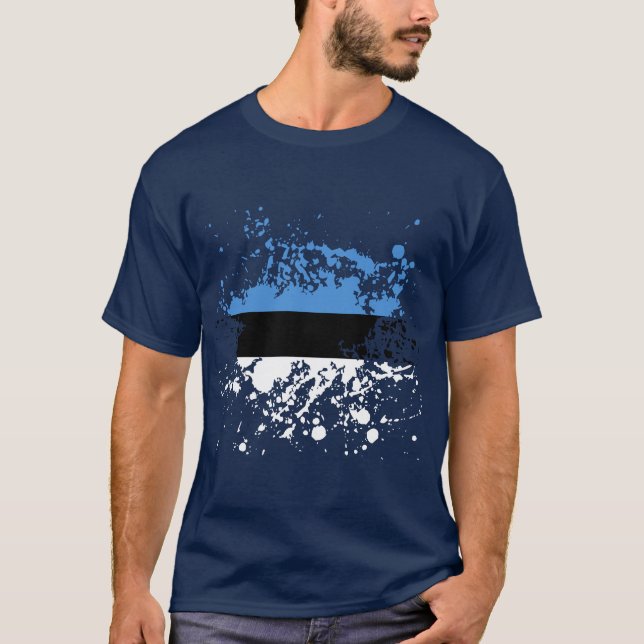 Estland-Flaggen-Tinten-Spritzer T-Shirt (Vorderseite)
