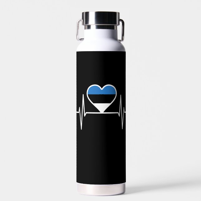 Estland Herzschlager Flagge Trinkflasche (Vorne)