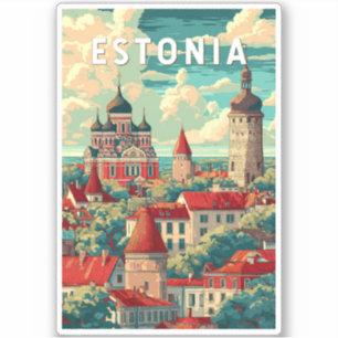 Estland Illustration Travel Art Vintag Aufkleber