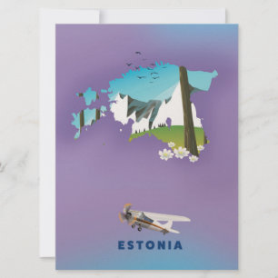 Estland Illustrierte Karte Touristenplakat