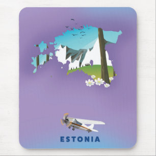 Estland Illustrierte Karte Touristenplakat Mousepad