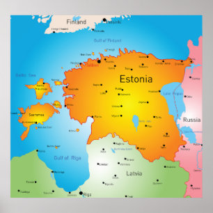 Estland Karte Baltisches Land und Städte Poster