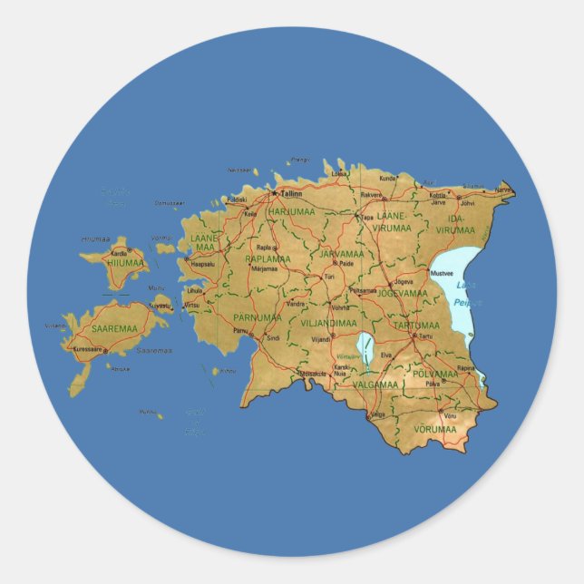 Estland-Karten-Aufkleber Runder Aufkleber (Vorderseite)