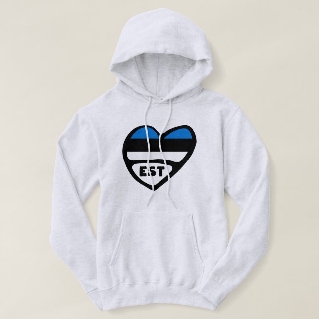 Estland Ländercode Flaggenherz, EST Hoodie (Design vorne)