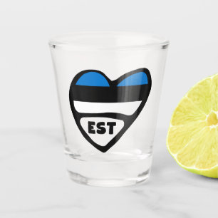 Estland Ländercode Flaggenherz, EST Schnapsglas