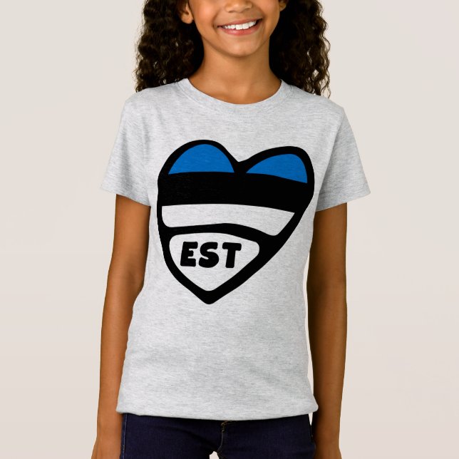 Estland Ländercode Flaggenherz, EST T-Shirt (Vorderseite)