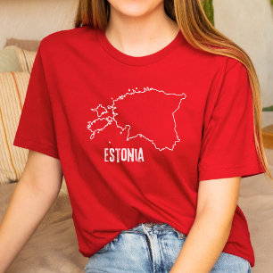 Estland Landkarte Kontur Estnische Nationalstraße T-Shirt