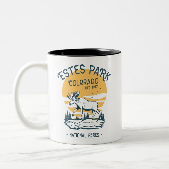 Estland Park Colorado Nationalpark Moose Sunset Zweifarbige Tasse (Links)