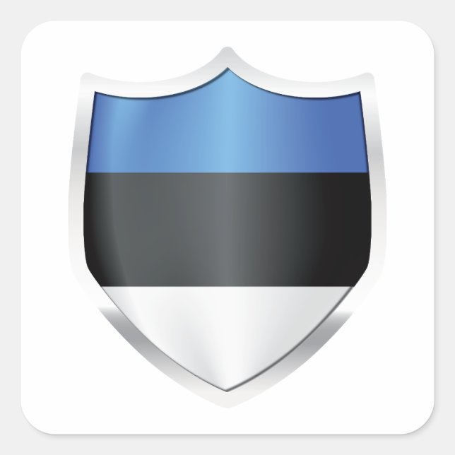 Estland Silver Shield Flag Quadratischer Aufkleber (Vorderseite)