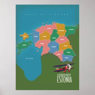 Estland Vintage Reiseposter Karte Poster