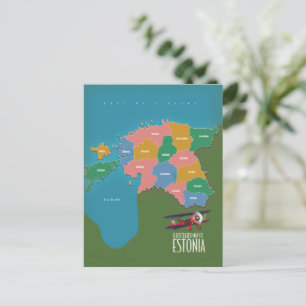 Estland Vintage Reiseposter Karte Postkarte