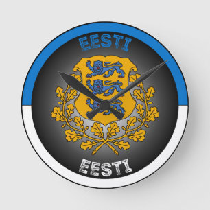 Estland Wappen Kreisform Runde Wanduhr