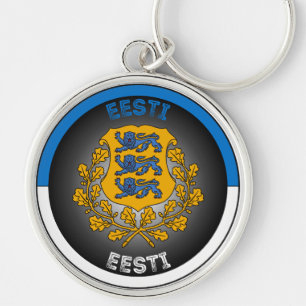 Estland Wappen Kreisform Schlüsselanhänger