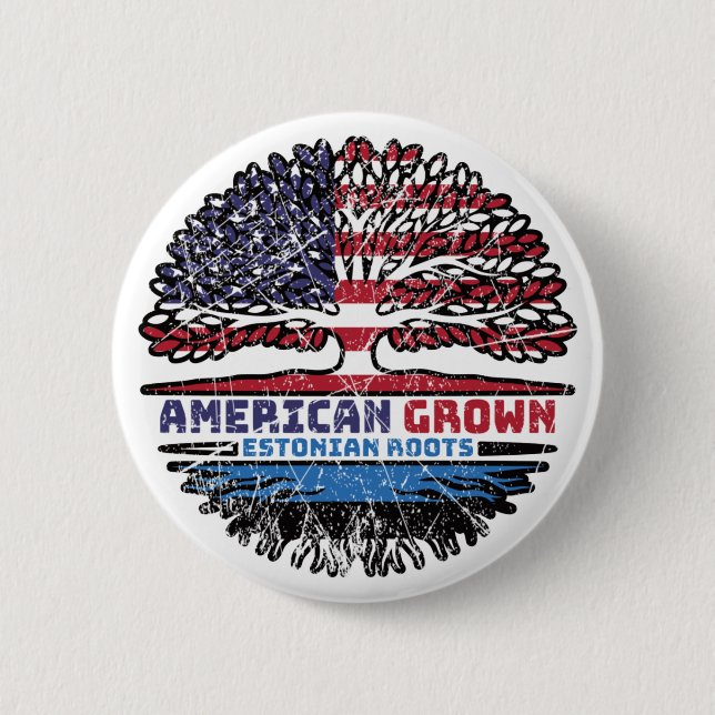 Estnisch American USA Treots Flag Button (Vorderseite)