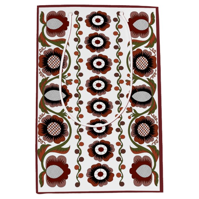 Estnisch antikes volkskundliches Kunstbild mit Blu Mittlere Geschenktüte (Vorderseite)