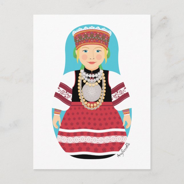 Estnisch, Seto Matryoshka Postcard Postkarte (Vorderseite)