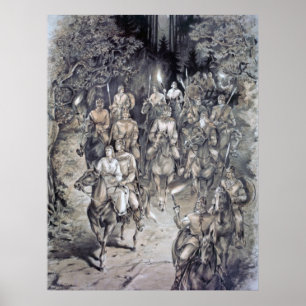 Estnisch Viking Night Journey, Zeichnend Poster