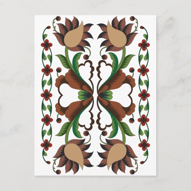 Estnisch Vintage Volkskunst Blumendesign Postkarte (Vorderseite)