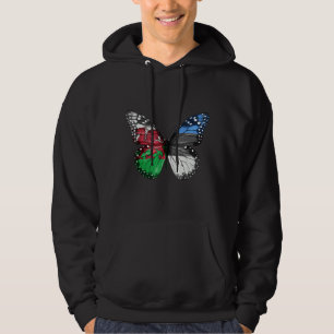 Estnisch-walisische Flag Butterfly Hoodie