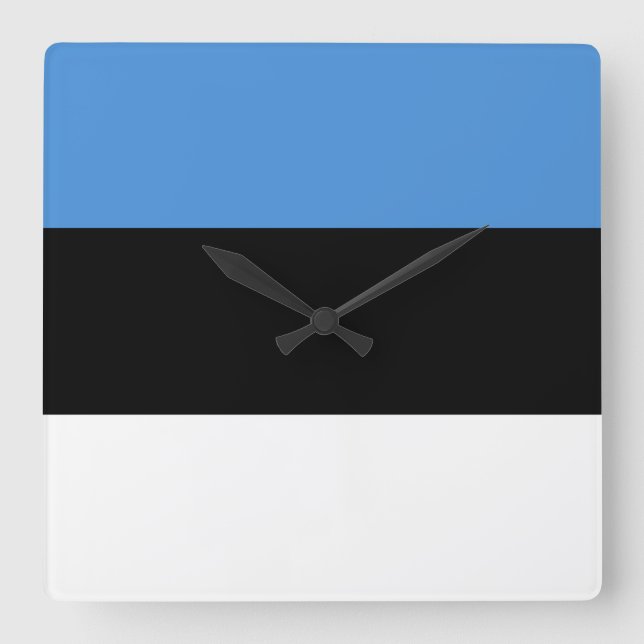 Estnische Flagge Quadratische Wanduhr (Vorderseite)