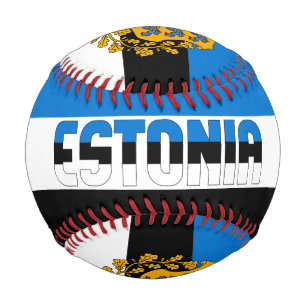 Estnische Flagge und Wappen Patriotisch Baseball