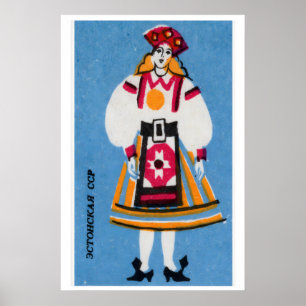 Estnische Frau - Streichholzschachtel-Druck - Ästh Poster