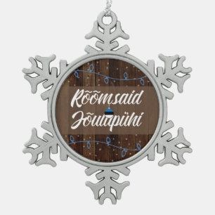 Estnische frohe Weihnachten, Rõõmsaid Jõulupühi Schneeflocken Zinn-Ornament
