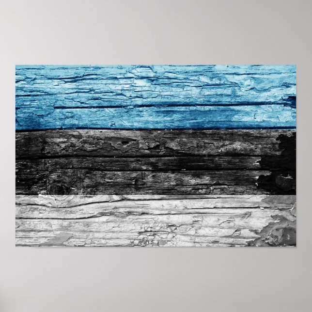 Estnische Holzflagge Poster (Vorne)
