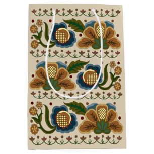 Estnische Vintage-Volkskunst-Blumenstickerei Mittlere Geschenktüte