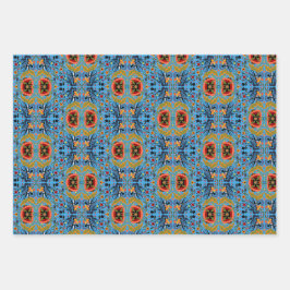 Estnische Volkskunst-Multicolor-Blumenmuster Geschenkpapier Set