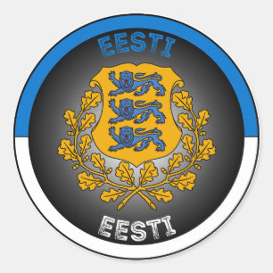 Estnische Wappen-Form Runder Aufkleber