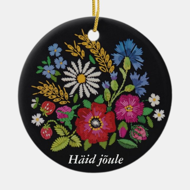 Estnische Weihnachtsverzierung - Muhu inspiriert Keramik Ornament (Vorne)