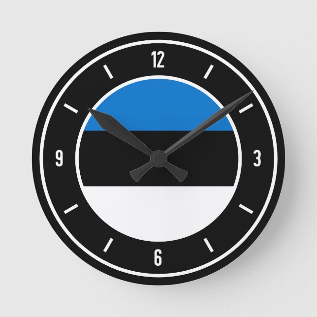 Estnisches FlaggenElegant Runde Wanduhr (Vorderseite)