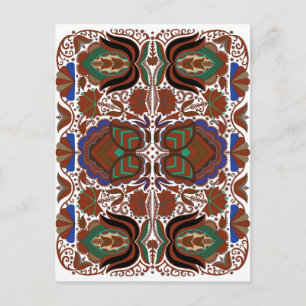 Estnisches rustikales Volkskunstmuster mit Blume Postkarte