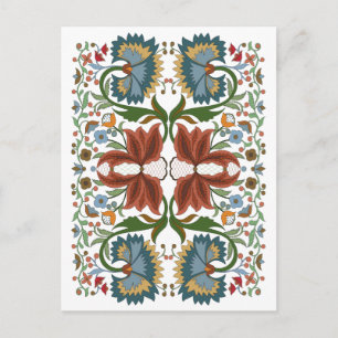 Estnisches vintage Wildblumen Volkskunstmuster Postkarte