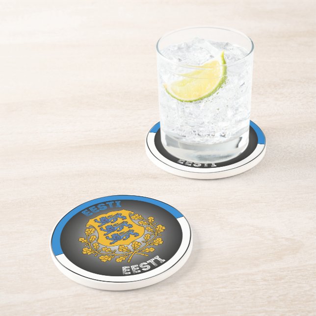 Estonia Coat of Arms Circle Shape  Getränkeuntersetzer (Seite)