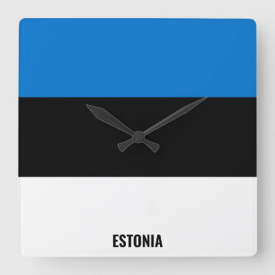 Estonia Flag Patriotic Quadratische Wanduhr