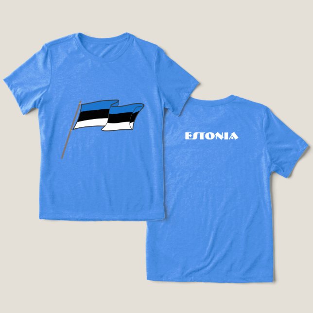 ESTONIA Special Gift Blue Tourist Classic Tri-Blend Shirt (Design Vorderseite & Rückseite)