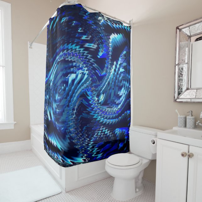 Estrela azul ondulada com traçados em ziguezague duschvorhang (Beispiel)