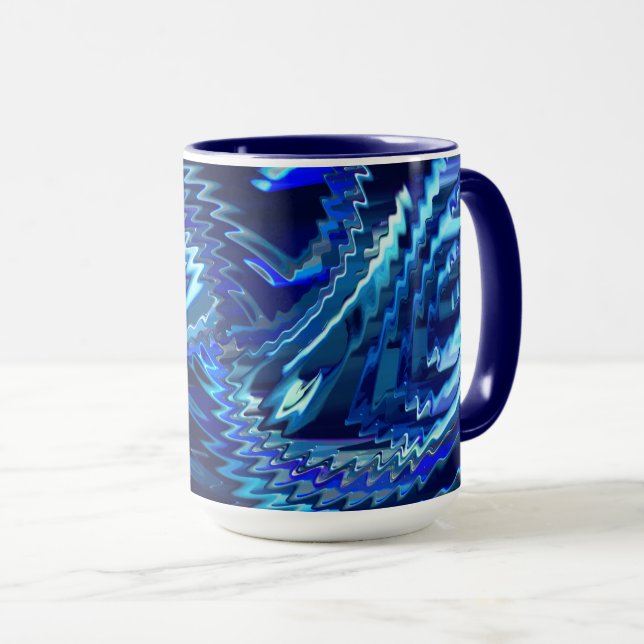 Estrela azul ondulada com traçados em ziguezague tasse (VorderseiteRechts)