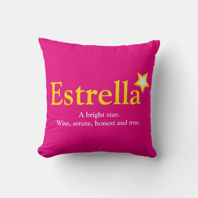 Estrella name bedeutet Stern hellrosa gelb Kissen (Vorderseite)