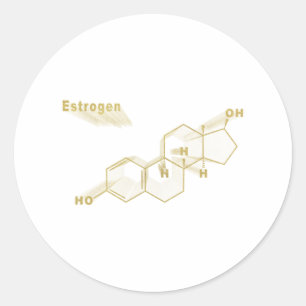 Estrogen Hormone Strukturchemisches Formel Gold Runder Aufkleber