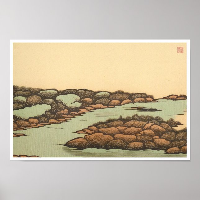 Estuary - Holzschnitt Art Print Poster (Vorne)