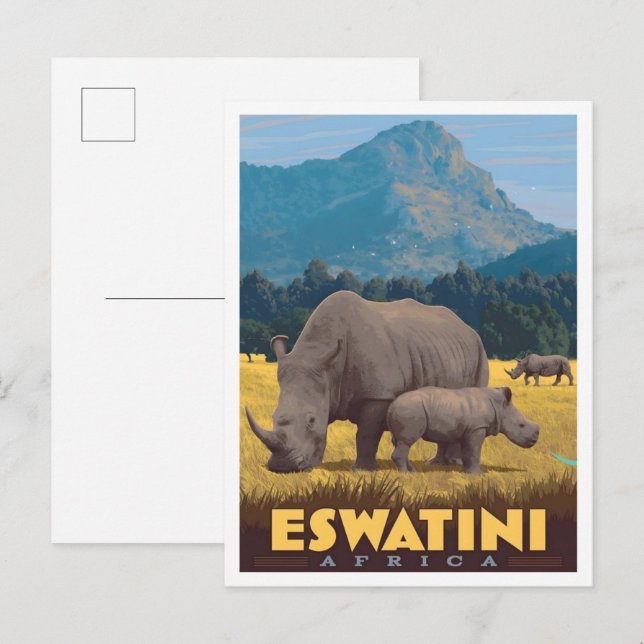 Eswatini Afrika Vintage Reise  Postkarte (Vorne/Hinten)