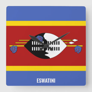 Eswatini Flag Dazzling Patriotic Quadratische Wanduhr