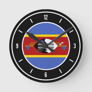 Eswatini Flag Elegant Runde Wanduhr