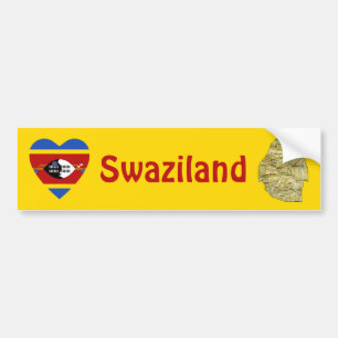 Eswatini Flag Herz + Karte Autoaufkleber