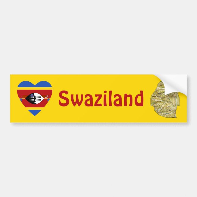 Eswatini Flag Herz + Karte Autoaufkleber (Vorne)