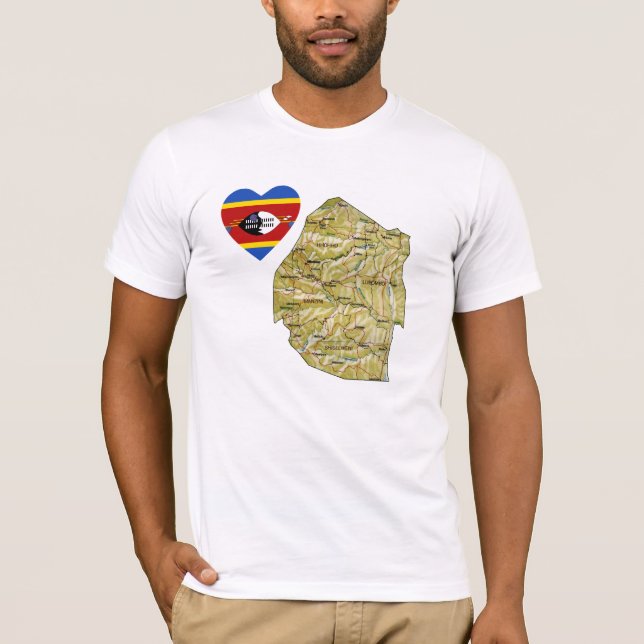 Eswatini Flag Herz und Karte T - Shirt (Vorderseite)